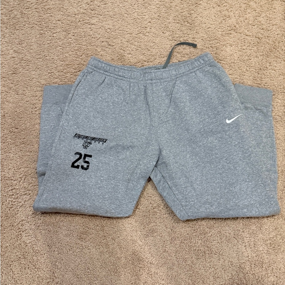 Nike mens Gray Joggers with Black Print..  BGSU lacrosse .